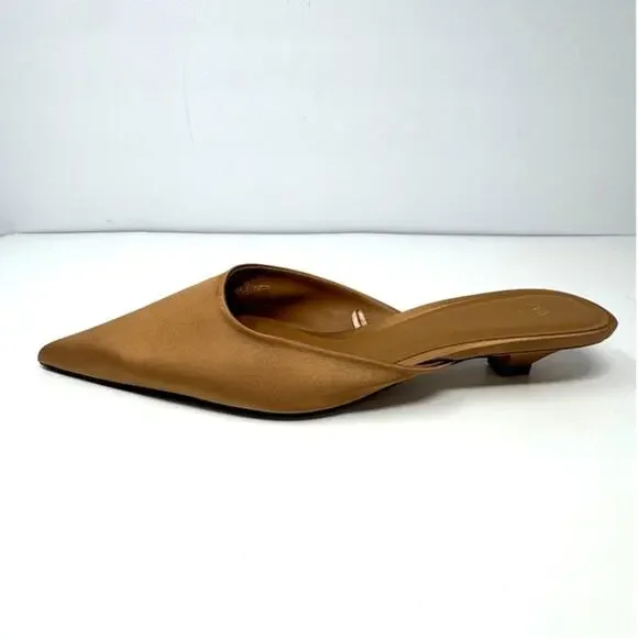 Zara Tan Pointed Toe Satin Mules - Picture 3 of 7